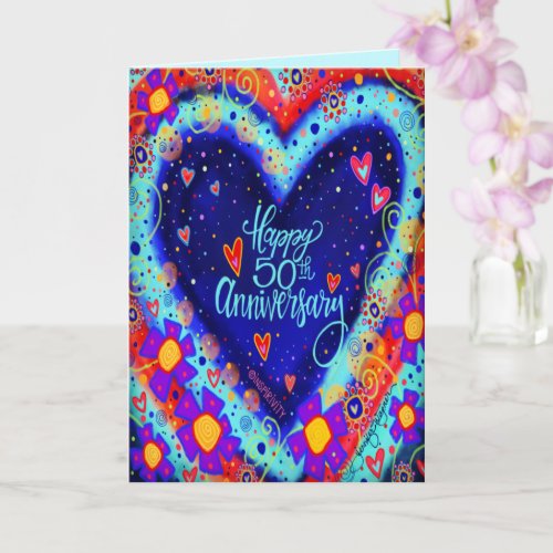 Happy 50th Anniversary Pretty Heart Card