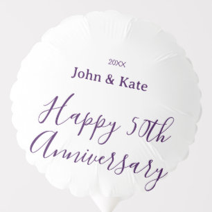 Happy 50th anniversary purple name year simple balloon