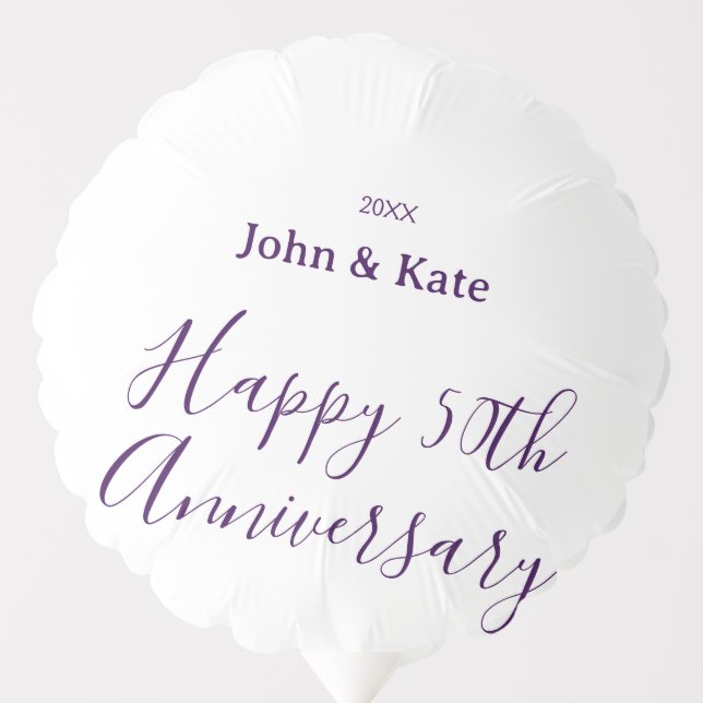 Happy 50th anniversary purple name year simple  balloon (Front)