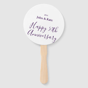 Happy 50th anniversary purple name year simple  hand fan