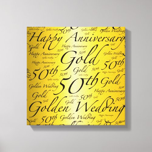 Happy 50th Anniversary Word Art Graphic Canvas Print