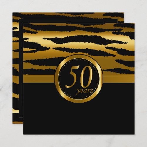 Happy 50th Anniversary Years  Zebra Pattern Invitation