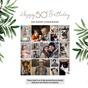 Happy 50th Birthday 15 Multiple Photo Card