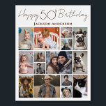 Happy 50th Birthday 15 Multiple Photo  Foam Board<br><div class="desc">Such a fun way to show off some family photos! This puzzle offers a 15 photo collage option. Trendy script font with the saying "Happy Birthday". Easy to use template. Just upload 15 of your favorite photos.</div>