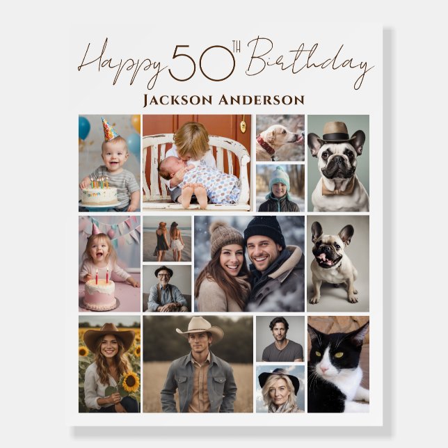 Happy 50th Birthday 15 Multiple Photo  Foam Board (Front)