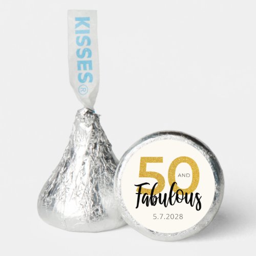 Happy 50th Birthday 50 and Fabulous Gold Black  Hersheys Kisses
