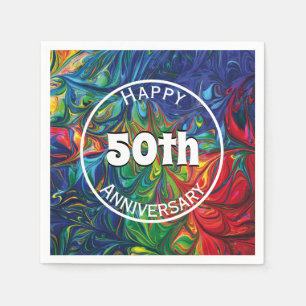 HAPPY 50TH Birthday Anniversary Abstract Custom Napkins