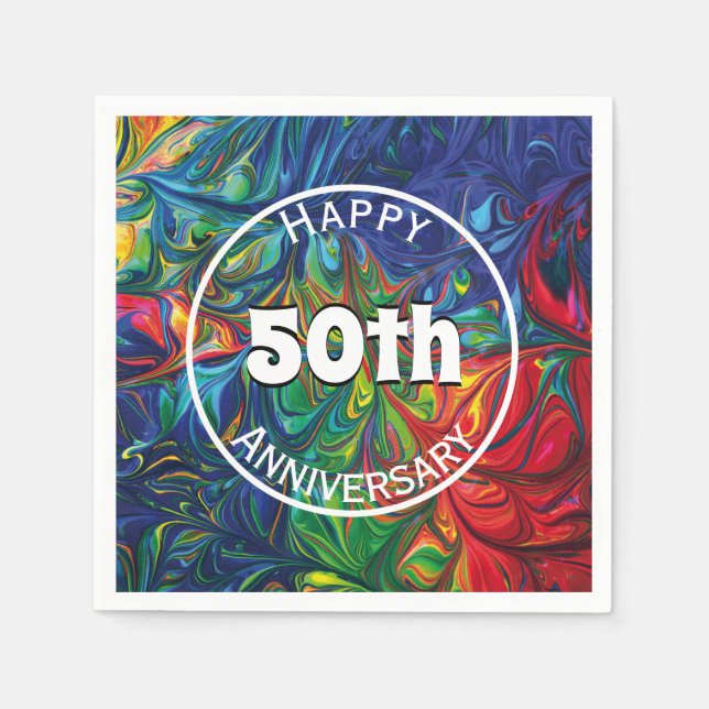 HAPPY 50TH Birthday Anniversary Abstract Custom Napkins (Front)
