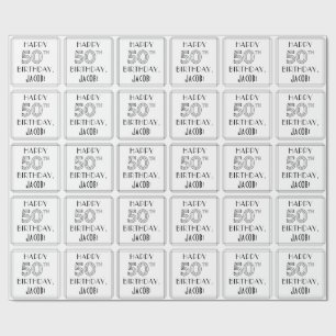HAPPY 50TH BIRTHDAY; Art Deco Style; Custom Name Wrapping Paper