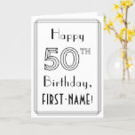 [ Thumbnail: Happy 50th Birthday, Art Deco Style W/ Custom Name Card ]