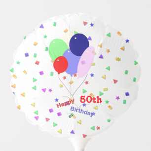 Happy 50th Birthday Balloons, and Confetti Balloon