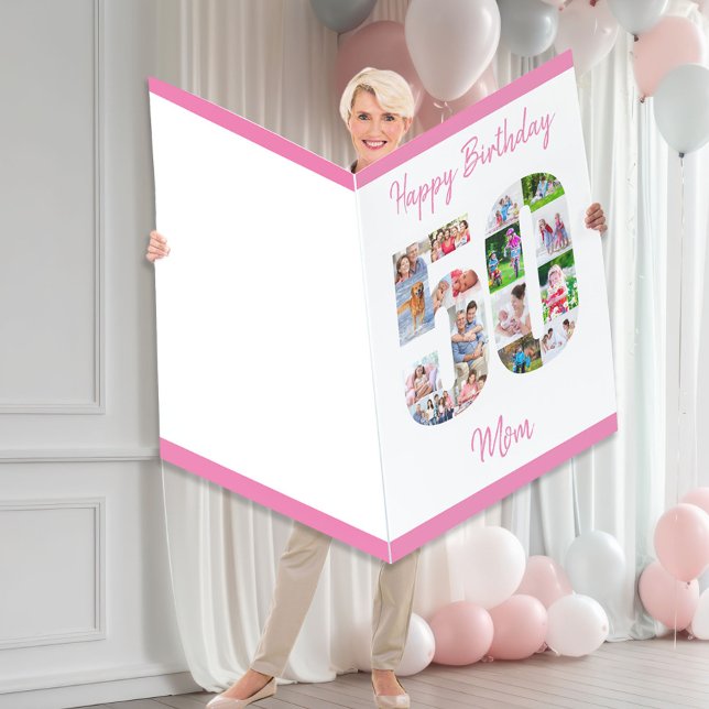 Happy 50th Birthday Big 50 Number Photo Collage Card (Creator Uploaded)