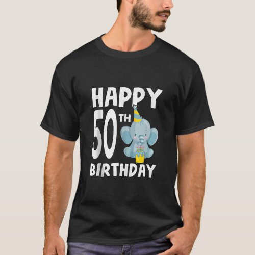 Happy 50th Birthday Boy Baby Elephant 50 Year Old  T_Shirt
