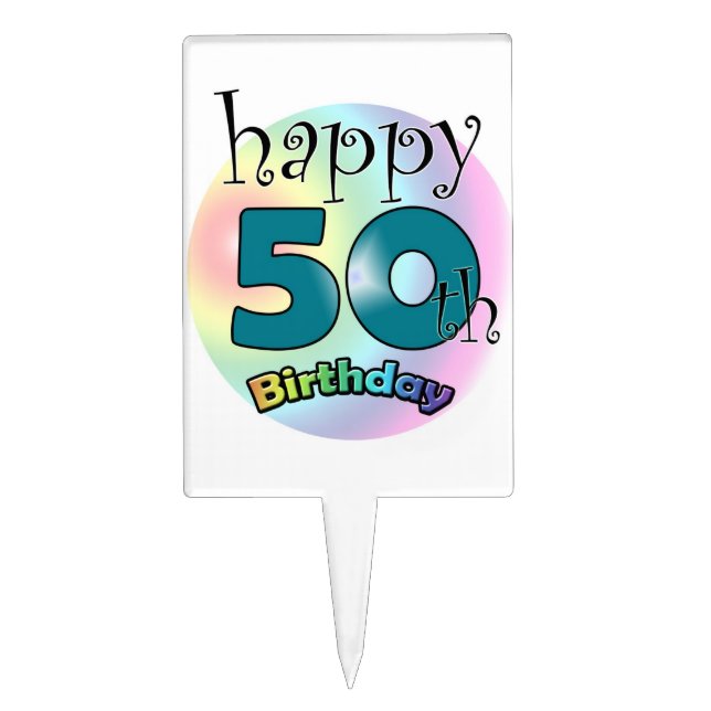 Happy 50th Birthday Cake Topper (Front)