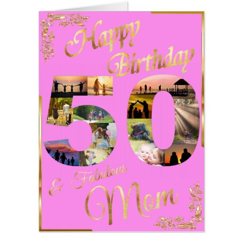 Happy 50th Birthday Card for Mom_Number 50 Collage