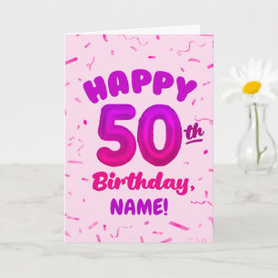 Happy 50th Birthday Card with Custom Name