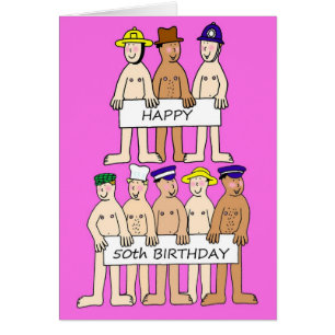 Happy 50th Birthday Cartoon Men Humor Cards