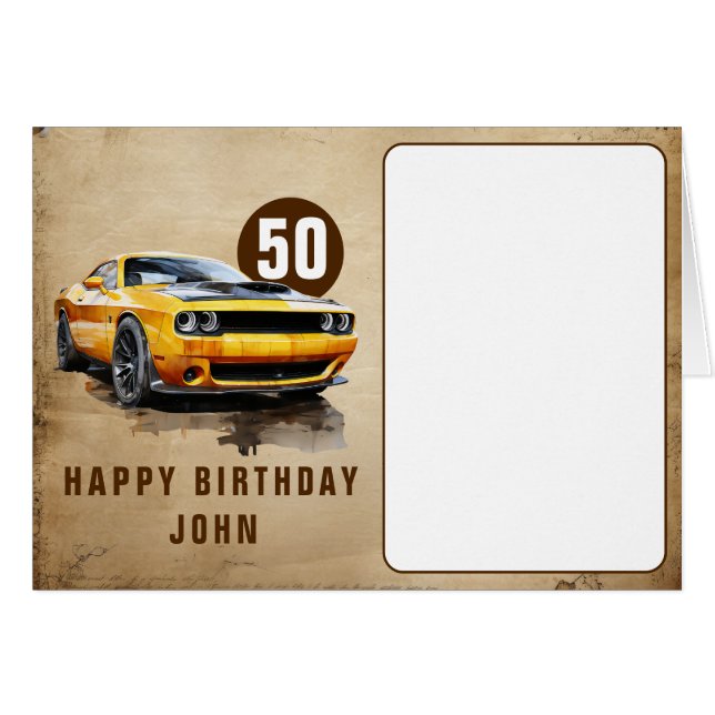 Happy 50th Birthday Classic American Muscle Car (Front Horizontal)