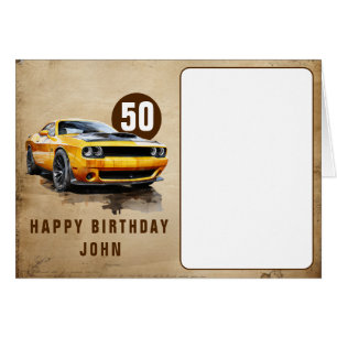 Happy 50th Birthday Classic American Muscle Car Cards