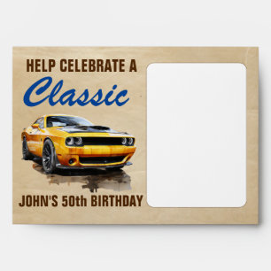 Happy 50th Birthday Classic Muscle Car  Envelope