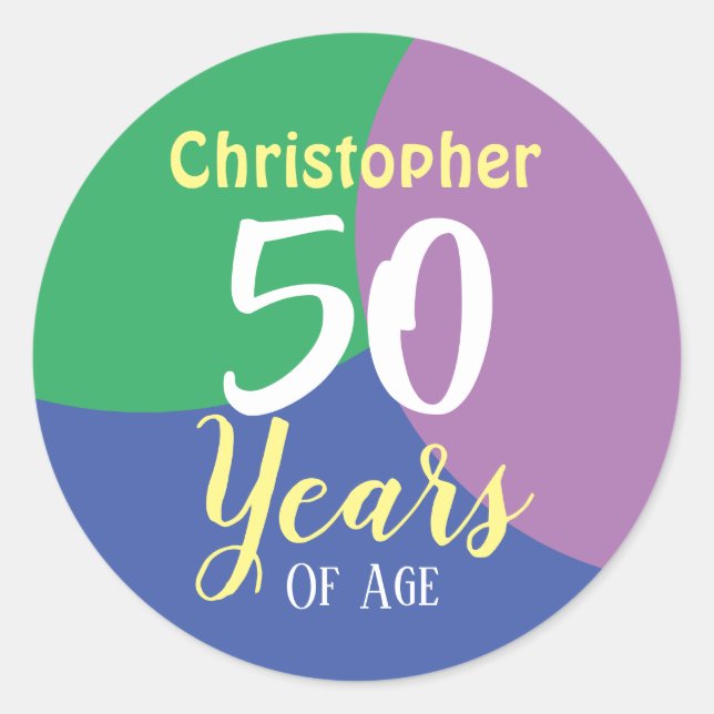 Happy 50th Birthday Classic Round Sticker (Front)