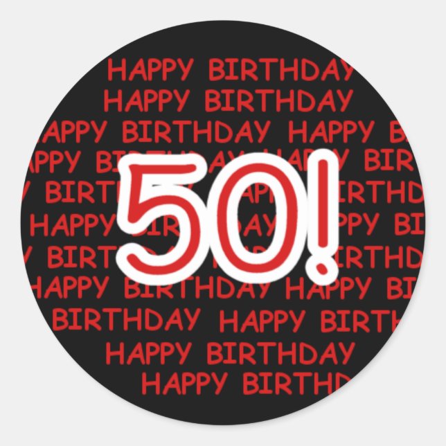 Happy 50th Birthday Classic Round Sticker (Front)