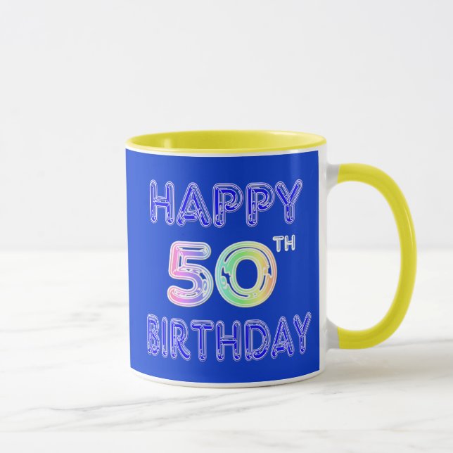 Happy 50th Birthday Coffee Cup and Travel Mugs (Right)