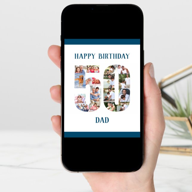 Happy 50th Birthday Dad Number 50 Photo Collage (Front Digital)