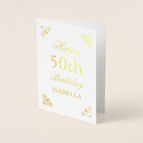 Happy 50th Birthday Elegant Foil Card