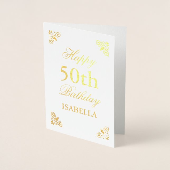 Happy 50th Birthday Elegant Foil Card (Front)