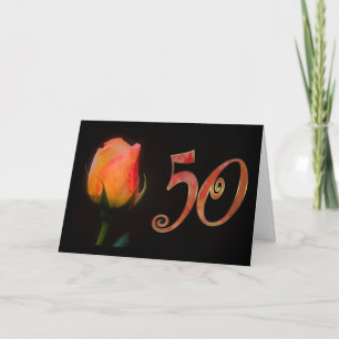 Happy 50th Birthday fifties fifty 50 50th rose Card