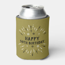 Happy 50th Birthday Fireworks Gold Black White