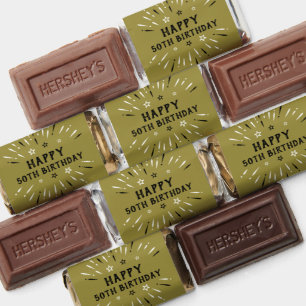 Happy 50th Birthday Fireworks Gold Black White Hershey's Miniatures