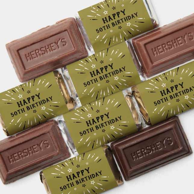Happy 50th Birthday Fireworks Gold Black White Hershey's Miniatures (Assorted)