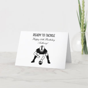 Happy 50th Birthday Football Sports  Letterpress Thank You Card