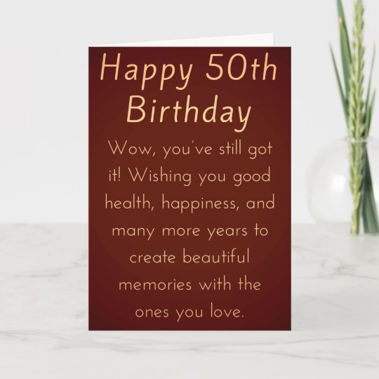 Happy 50th Birthday for Him or Her Card | Zazzle.com