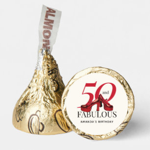 Happy 50th Birthday Fun Bold Red Shoes Hershey®'s Kisses®