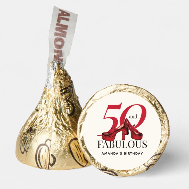 Happy 50th Birthday Fun Bold Red Shoes Hershey®'s Kisses® (Front)