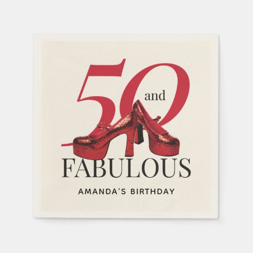 Happy 50th Birthday Fun Bold Red Shoes Paper Napkins