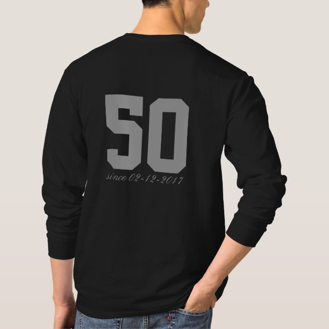 Happy 50th Birthday Funny Hoodie Typography Age T-Shirt (Back)