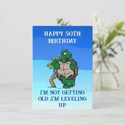 Happy 50th birthday funny quote turtle card