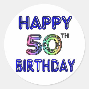 Happy 50th Birthday Gifts and Birthday Apparel Classic Round Sticker