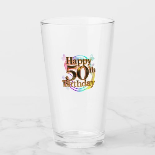 Happy 50th Birthday Glass