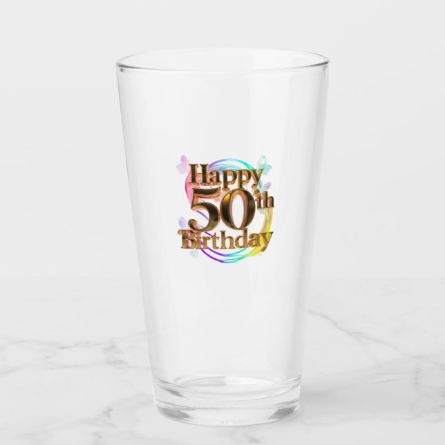 Happy 50th Birthday Glass (Front)