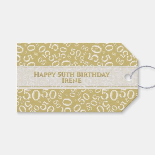 Happy 50th Birthday Gold Random  Number Pattern Gift Tags