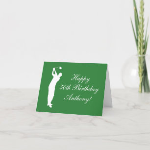 Happy 50th Birthday Golfer Sports Par  Letterpress Thank You Card