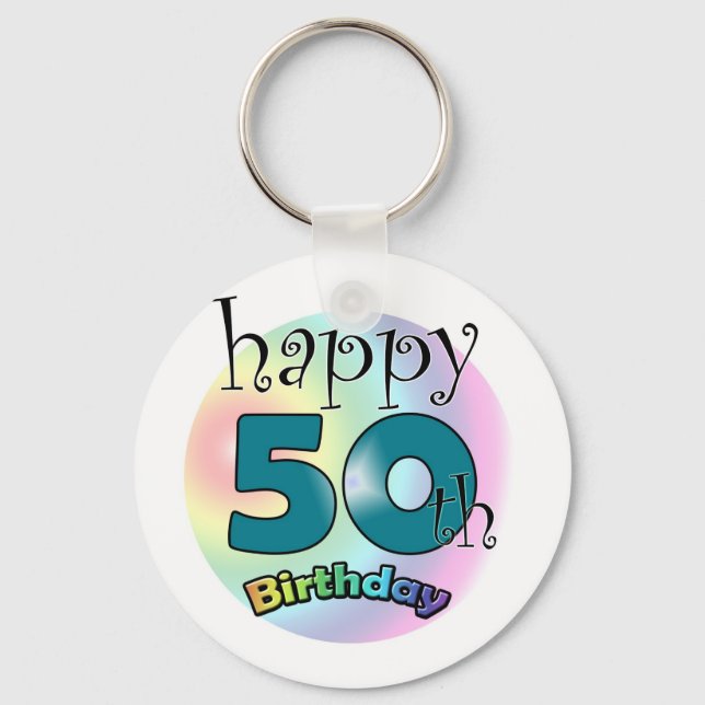 Happy 50th Birthday Keychain (Front)