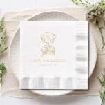 Happy 50th Birthday Martini Cocktail Fifty Foil Napkins<br><div class="desc">Happy 50th Birthday Martini Cocktail Fifty Fiftieth Birthday Personalized Name Real Foil Stamped Paper Napkins features the text "Happy 50th Birthday" with your personalized name in modern calligraphy script typography and accented with a martini glass accented with a bow. Perfect for fiftieth birthday parties and cocktail parties. Created by Evco...</div>