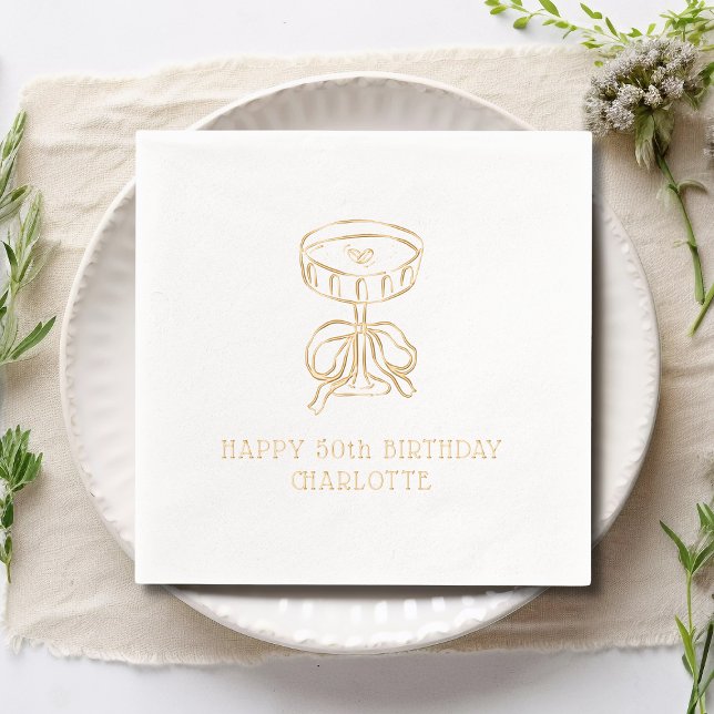 Happy 50th Birthday Martini Cocktail Personalized Foil Napkins (Creator Uploaded)