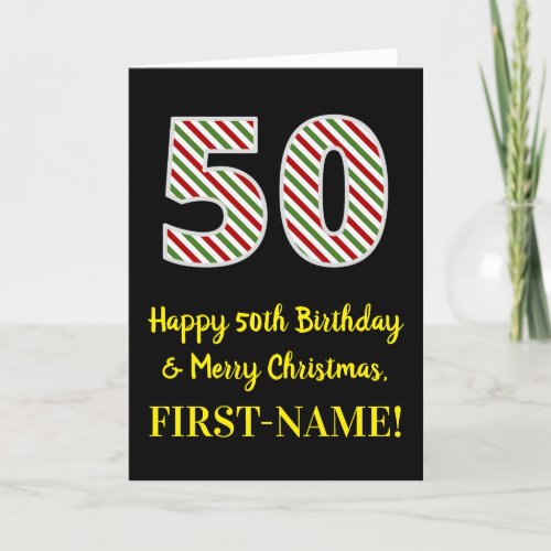 Happy 50th Birthday  Merry Christmas Custom Name Card